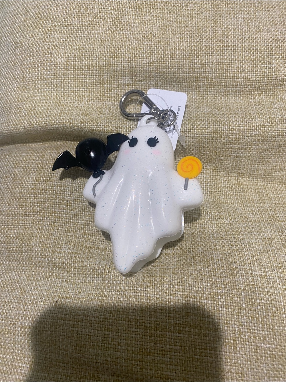 Bath & Body Works White Ghost hand sanitizer holde Black Bat and Yellow Lollipop